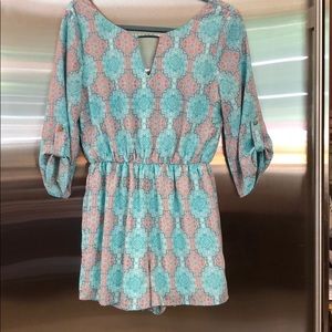 Pink Owl 3/4 length sleeve romper